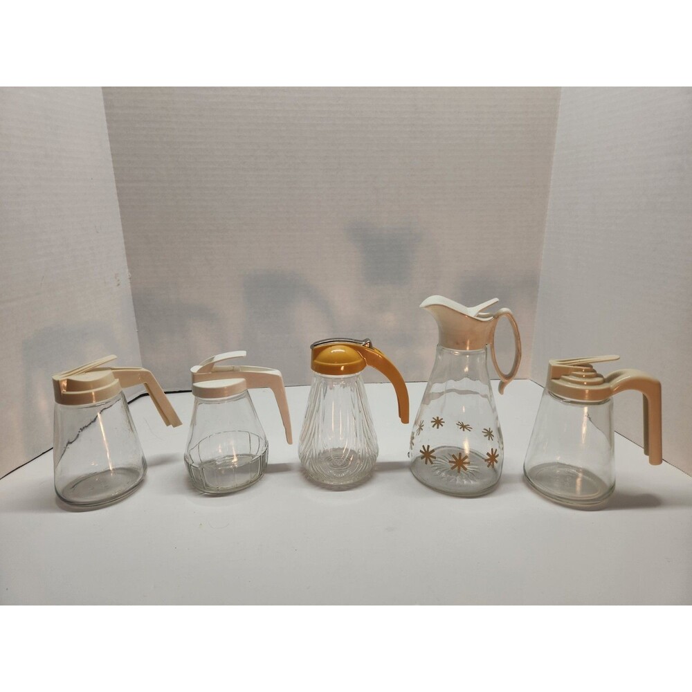 Vintage Glass Syrup Dispensers Lot Of 5